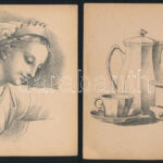 cca 1880 20 db életkép, illusztráció, grafika rotációs fametszet 12x12 cm