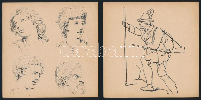 cca 1880 20 db életkép, illusztráció, grafika rotációs fametszet 12x12 cm - Image 2