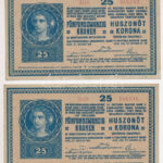 1918. 25K (2x) sorszámkövetők '3110 346393 - 3110 346394' 3mm, hullámos hátlappal T:II-,III Adamo K22/4