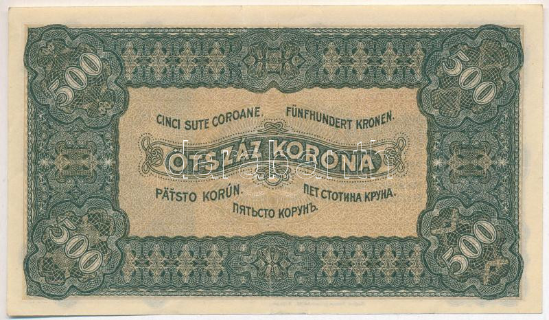 1923. 500K '5A 001 421213', 'Magyar Pénzjegynyomda Rt. Budapest' nyomdahely jelöléssel T:III szép papír Adamo K34 - Image 2