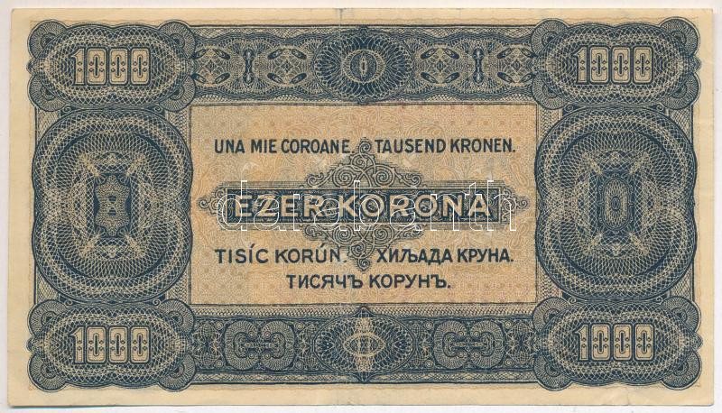 1923. 1000K 'B72 623357', '8 FILLÉR - NYOLC FILLÉR' felülbélyegzéssel, nyomdahely jelölés nélkül T:III kis szakadás Adamo K37B - Image 2