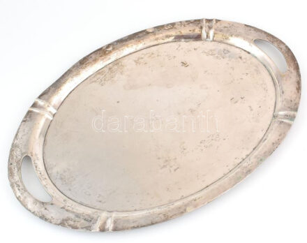 Ezüst (Ag) tálca. Art deco fazon. Dianás jellel jelzett, mesterjegyes 46x31 cm, 702 g