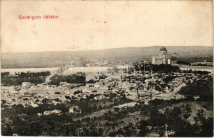 1914 Esztergom, látkép. Grószner B. kiadása (szakadás / tear)
