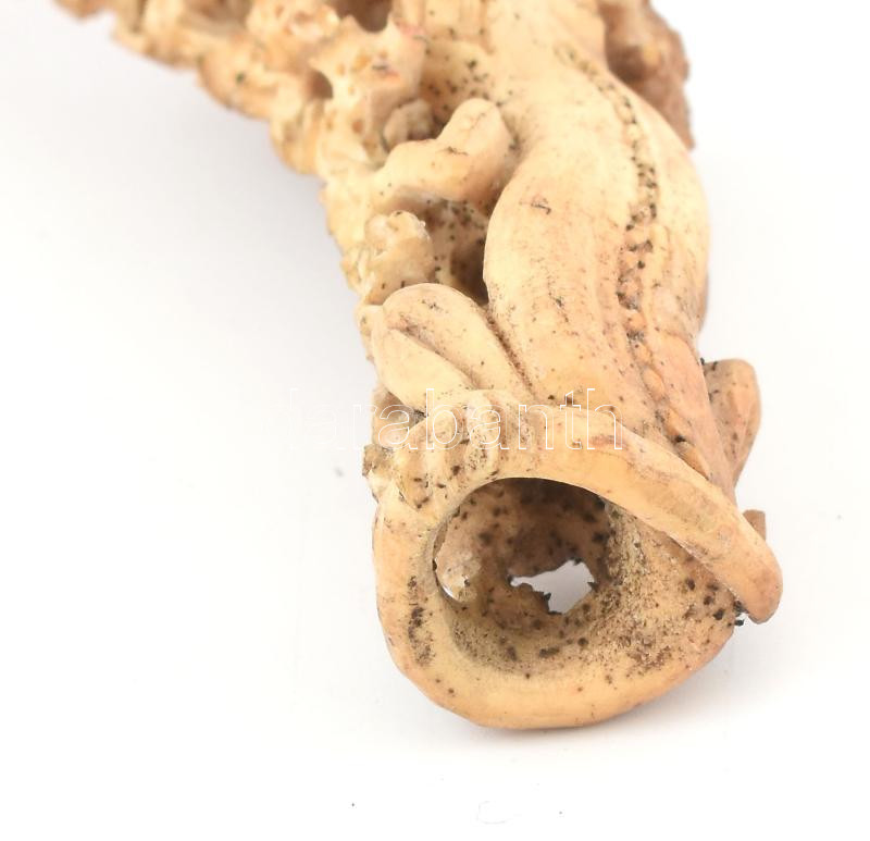 Csontfaragás, gekkók, kopott, h: 13 cm, kis lepattanással. - Image 2