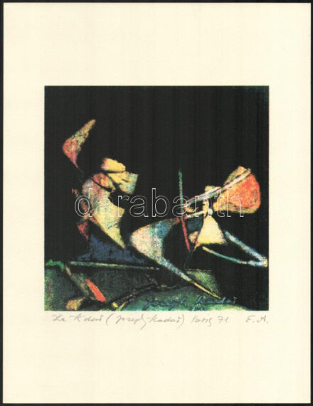 Joseph Kádár (1936-2019): Szürrealista kompozíció, 1971. Elektrográfia, papír, jelzett. Művészpéldány E.A jelzéssel. Hátoldalon a művész pecsétjével. 19,5x19,5 cm / Joseph Kádár (1936-2019): Surrealistic composition, 1971.