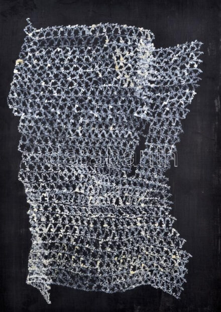 Somogyi Laura (1971-): 'Textes Deleuze'. Vegyes technika, fatábla, jelzett a hátoldalán. 44x31 cm