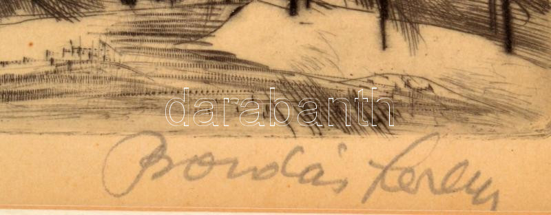 Bordás Ferenc (1911-1982): Budai utca. Rézkarc, papír, jelzett, üvegezett fakeretben,19,5×28,5 cm - Image 2