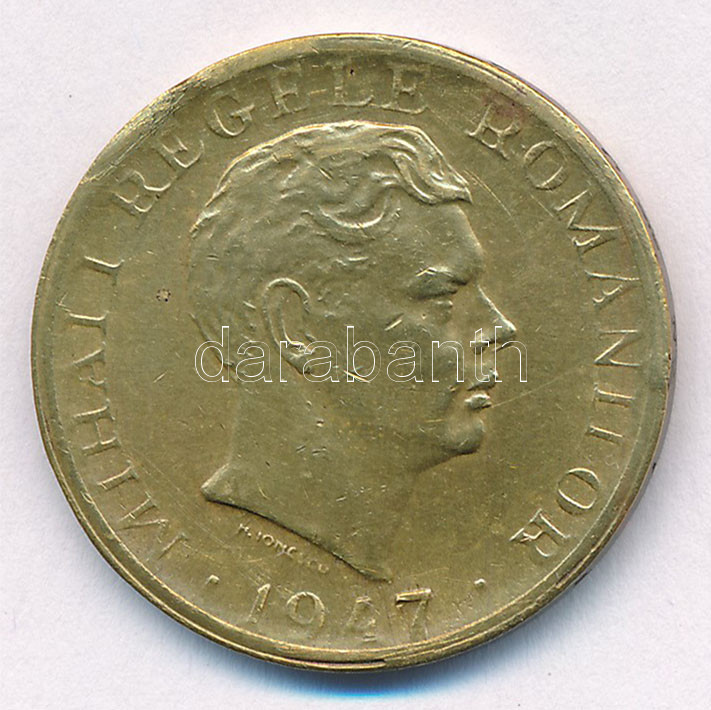 Románia 1947. 10.000L Ni-sárgaréz 'I. Mihály' T:2- ph, kis karc Romania 1947. 10.000 Lei Ni-brass 'Mihai I' C:VF edge error, small scratch Krause KM#76