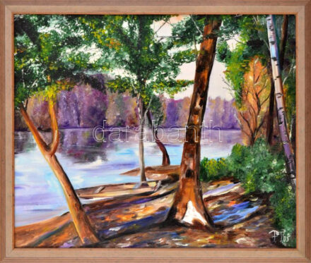 Papp Tünde (1978-): Tiszai ősz. Olaj, farost, jelzett, fakeretben, 46×55 cm