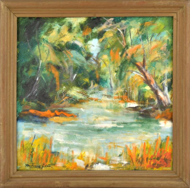 Márffy Ödön jelzéssel: Vízparti táj. Olaj, vászon, fakeretben. 40x40 cm