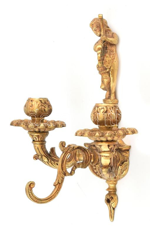 Figurális gyertyatartó és ruhafogas egyben, tűziaranyozott bronz, szép állapotban, 18x16 cm - Image 2