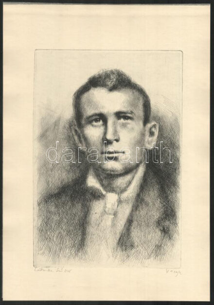Varga Nándor Lajos (1895-1978): Latinka Sándor. Rézkarc, papír, jelzett. 29,5x20 cm