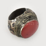 Antik filigrán afgán nomád gyűrű, zománcozott, fém, m:63