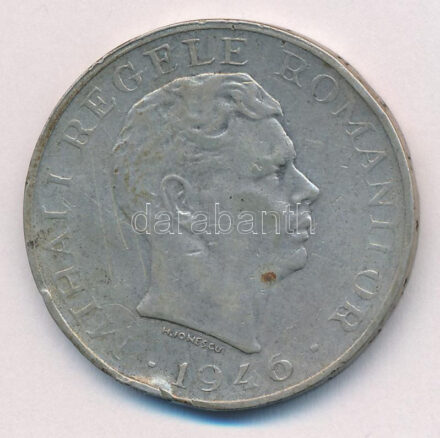 Románia 1946. 100.000L Ag 'I. Mihály' T:2- ph, patina Romania 1946. 100.000 Lei Ag 'Mihai I' C:VF edge error, patina Krause KM#71