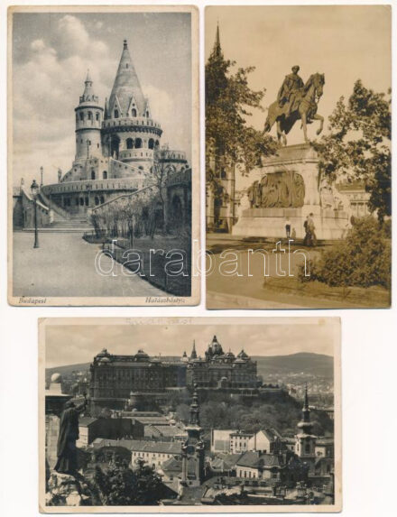 Budapest - 3 db RÉGI város képeslap / 3 pre-1945 town-view postcards
