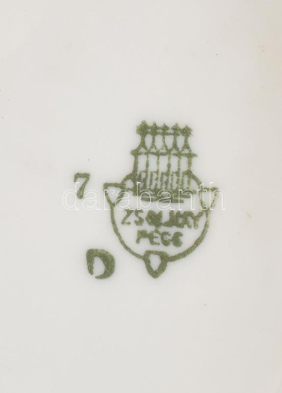 Zsolnay porcelán szószos tál. Kézzel festett, jelzett, kis kopással, 21x13x7,5 cm - Image 2
