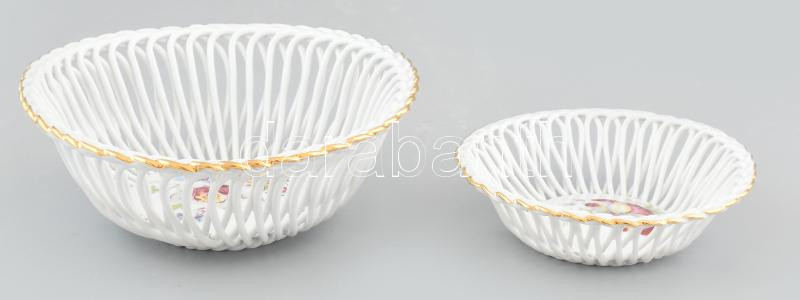 Apulum virágmintás porcelán fonott tálka, 2 db. Matricás, jelzett, minimális kopással, d: 15 cm és 11 cm - Image 2