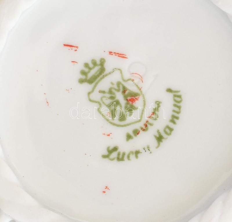 Apulum virágmintás porcelán fonott tálka, 2 db. Matricás, jelzett, minimális kopással, d: 15 cm és 11 cm - Image 3