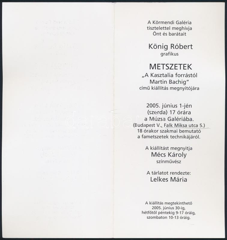 König (Kőnig) Róbert (1951-2014): aláírás kiállítási meghívóval - Image 2