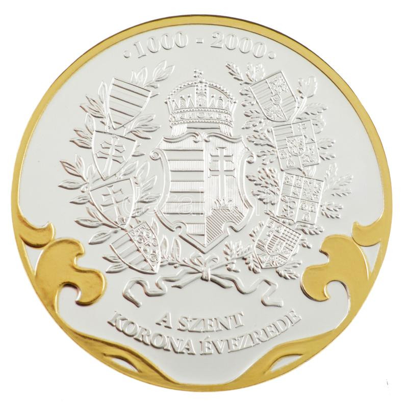 DN 'A Szent Korona évezrede - Szapolyai János koronázása 1526' aranyozott, ezüstözött Cu emlékérem tanúsítvánnyal (40mm) T:PP - Image 2