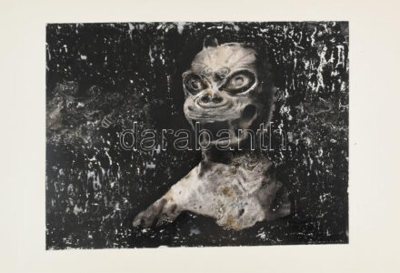 Szász Endre (1926-2003): Szörny. Olaj, műnyomó lemez, jelzés nélkül, teteje vékony kartonra kasírozva, 32,5x42 cm