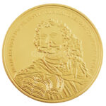 DN 'Magyar Aranyóriások - II. Rákóczi Ferenc emlékérem, 25 aranydukát, 1705' aranyozott Cu utánveret tanúsítvánnyal (46mm) T:PP