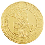 DN 'Magyar Aranyóriások - Rákóczi Zsigmond, 10 gulden, 1607' aranyozott Cu utánveret tanúsítvánnyal (46mm) T:PP