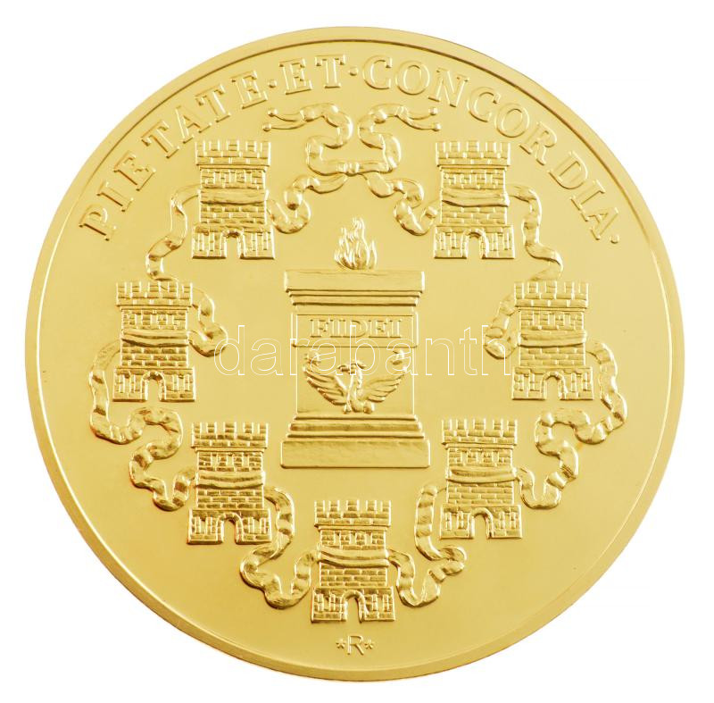 DN 'Magyar Aranyóriások - II. Lipót 15 dukát, Erdély hűségesküje, 1790' aranyozott Cu utánveret tanúsítvánnyal (46mm) T:PP - Image 2