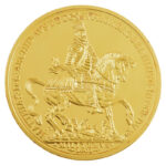 DN 'Magyar Aranyóriások - II. Mátyás 16 dukát, Esztergom ostroma, 1595/1601' aranyozott Cu utánveret tanúsítvánnyal (46mm) T:PP