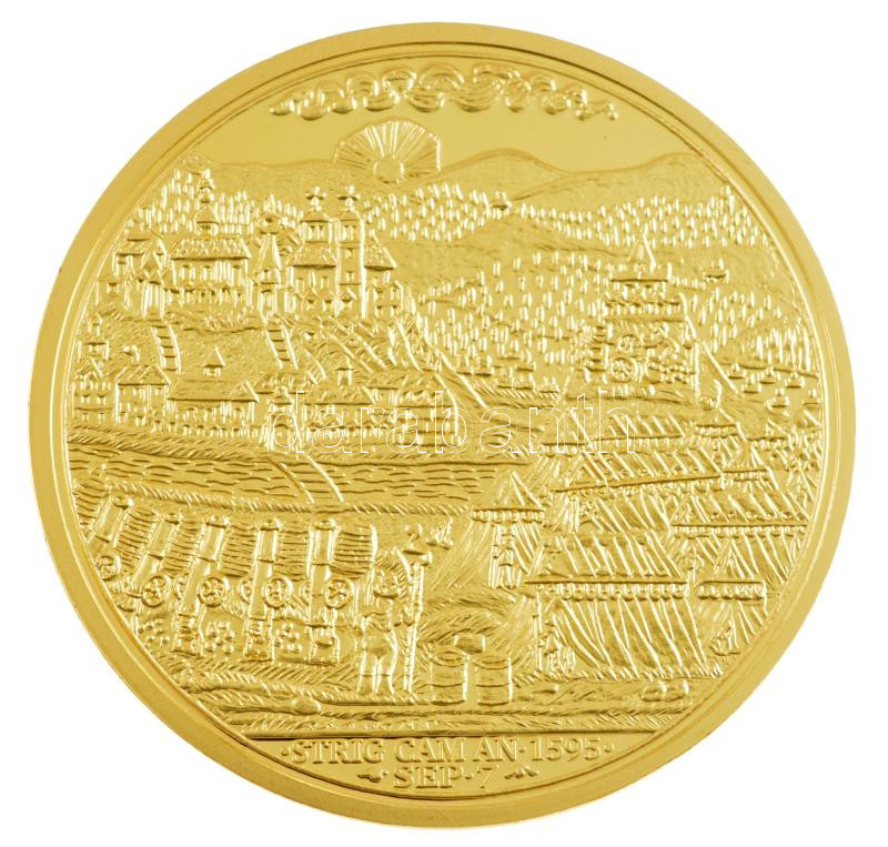 DN 'Magyar Aranyóriások - II. Mátyás 16 dukát, Esztergom ostroma, 1595/1601' aranyozott Cu utánveret tanúsítvánnyal (46mm) T:PP - Image 2