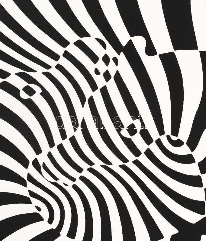 Victor Vasarely (1908-1997): Zebrák. Szitanyomat, papír, jelzés nélkül, 27,5x31 cm / Victor Vasarely (1908-1997): Zebras. Serigraphy on paper, unsigned - Image 2