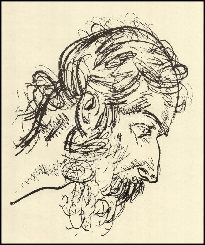 Vaszary János (1867-1939): Arckép. Ofszet, papír, jelzés nélkül. 42x30 cm - Image 2