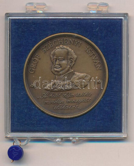 DN 'Gróf Széchenyi István / MHB Magyar Hitelbank Rt' bronz emlékérem eredeti, sérült ÁPV tokban (42,5mm) T:1
