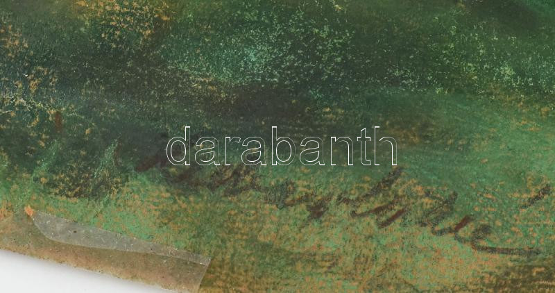 Hubay Miklós (1922-): Velemi táj. Pasztell, papír. Jelezve balra lent. Hátoldalán autográf felirattal. Lapszéli szakadással. 48x63 cm - Image 2