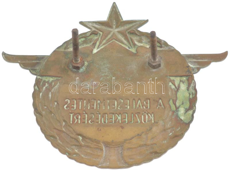 ~1960. 'A Balesetmentes Közlekedésért' autóra szerelhető bronz jelvény (97x82mm) T:1- - Image 2