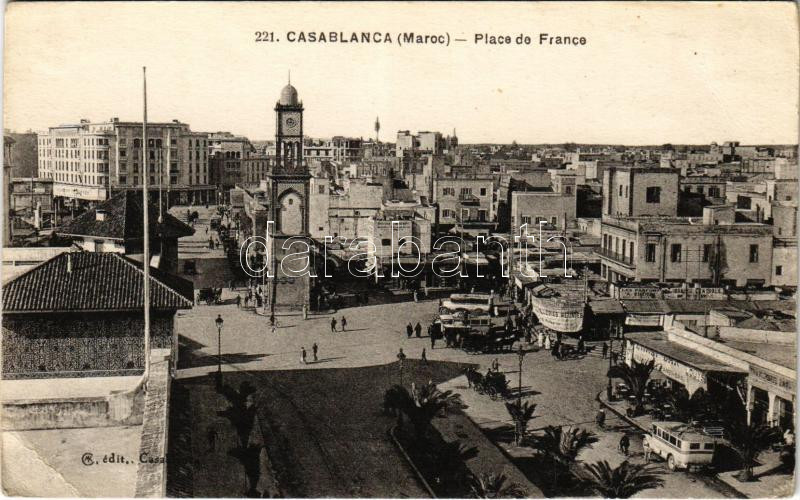Casablanca, Place de France / square, autobus, shops (EB)