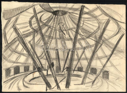 Rác András (1926-2013): Cirkusz. Ceruza, papír, jelzés nélkül. Proveniencia: A művész hagyatéka. 22,5x31 cm
