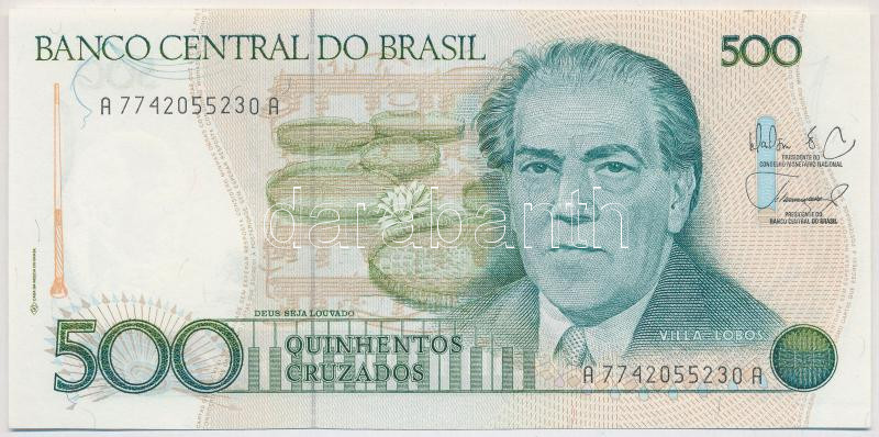 Brazília DN (1988) 500C 'A 7742055230 A' T:I,I- Brazil ND (1988) 500 Cruzados 'A 7742055230 A' C:UNC,AU Krause P#212d