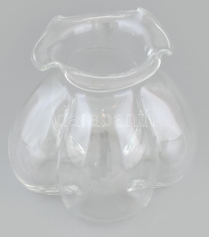 Dekoratív üveg váza, m: 14 cm, d: 16 cm