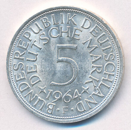 Német Szövetségi Köztársaság 1964F 5M Ag T:1,1- Federal Republic Germany 1964F 5 Mark Ag C:Unc, AU Krause KM# 112.1