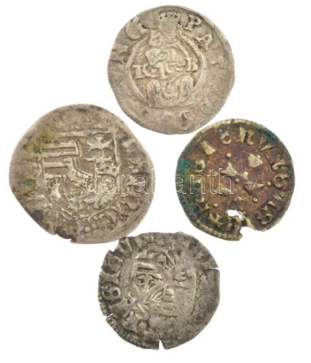 4db középkori Ag denár gyenge tartásban, közte II. Rudolf, I. Mátyás T:3 ki.