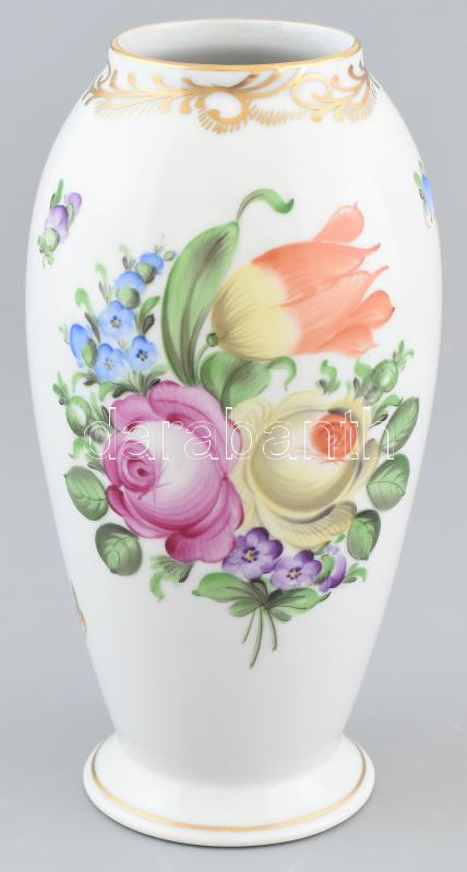 Herendi tulipán mintás váza. Kézzel festett, jelzett, hibátlan, m: 18 cm