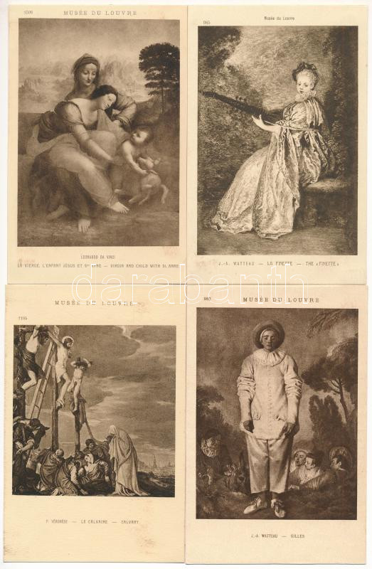 Musée du Louvre - 50 db régi használatlan múzeumi képeslap / 50 pre-1945 unused museum art postcards