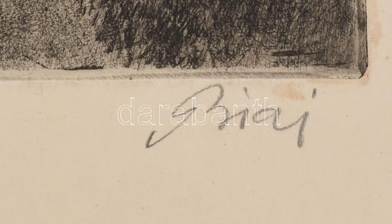 Biai-Föglein István (1905-1974): Táj. Rézkarc, papír, jelzett, foltos, lapszéli törésnyomokkal, 22,5×28,5 cm - Image 2