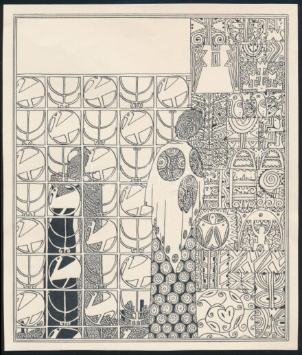 Kozma Lajos (1884-1948): Emlékezés. Cinkográfia, papír, jelzett a cinkográfián, körbevágott, 19,5×16,5 cm