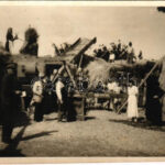 Aldebrő (?), Poór Mátyás cséplőgépe, cséplés. photo (fl)
