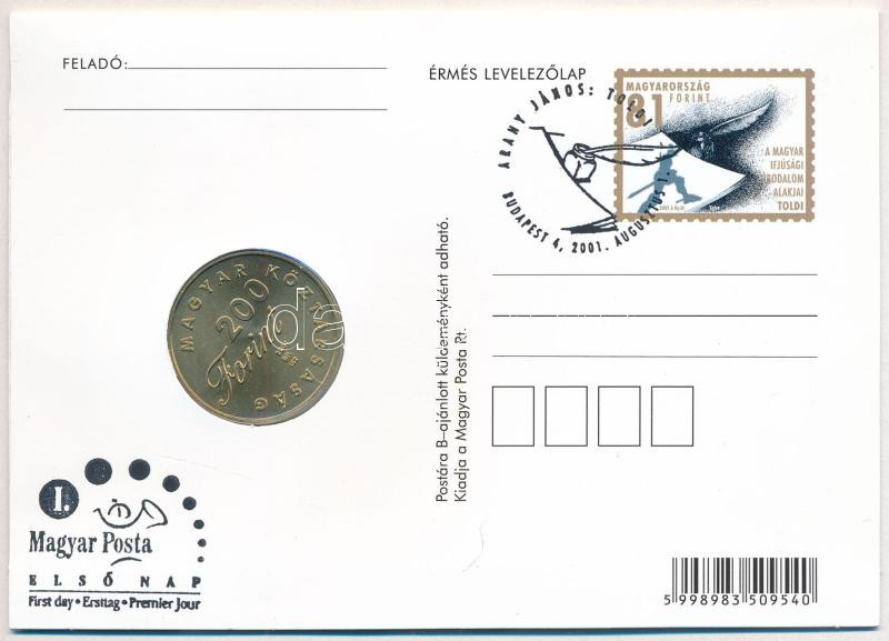 2001. 200Ft 'Arany János: Toldi' érmés levelezőlapon T:BU Adamo EM173 - Image 2