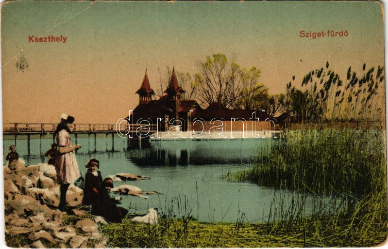 Keszthely, Sziget fürdő a Balatonon. Dr. Gárdonyi Lajos kiadása (r)