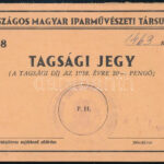 1938 Az Országos Magyar Iparművészeti Társulat tagsági jegye, 3 db belépőjeggyel