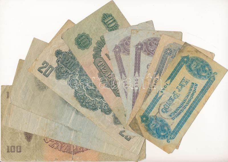 1944. 1P-100P 'Vöröshadsereg Parancsnoksága' (9db, 7xklf), közte 50P látványosan félrecsúszott nyomat T:III-IV - Image 2